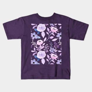 Soft Purple floral pattern Kids T-Shirt